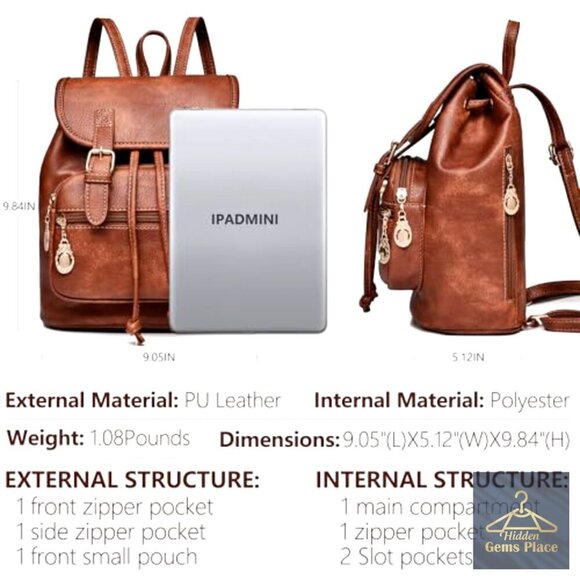 Mini Vegan Leather Backpack Purse for Women, Lightweight Travel Daypack main image 6
